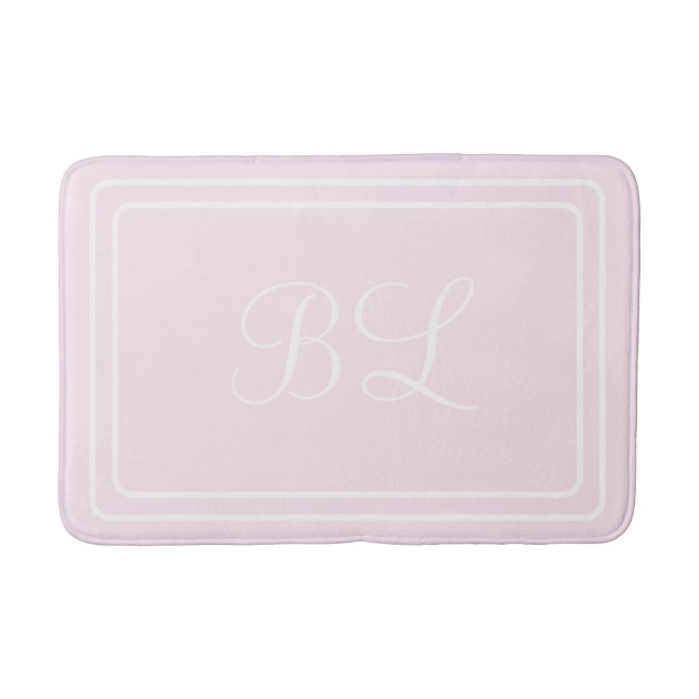 Initial or name powder pink round corners bathmat (Front)