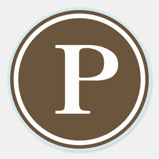 Initial P monogram circle letter seal party favour (Front)