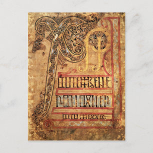 Initial page from the Lichfield Gospels, c.720 Postcard