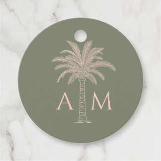 Initial Palm Wedding Favour Tag