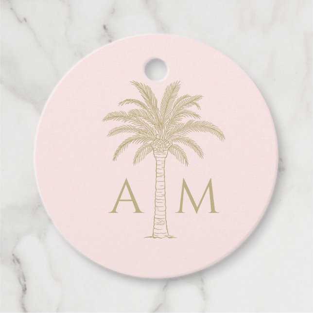 Initial Palm Wedding Favour Tag (Front)