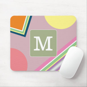 Initial pastel colour block Cute geometric for her Mouse Mat