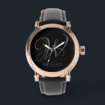 Initial Personalised Elegant Black Grey Monogram  Watch<br><div class="desc">Simple stylish custom initial monogram in modern typography. Perfect custom gift with a personal touch</div>