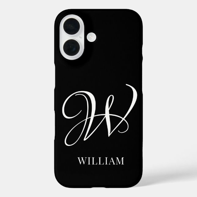 Initial Personalised Elegant Black Monogram  Case-Mate iPhone Case (Back)