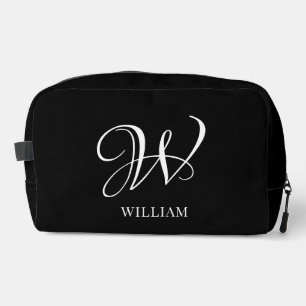 Initial Personalised Elegant Black Monogram Dopp Kit