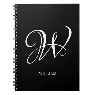 Initial Personalised Elegant Black Monogram Notebook