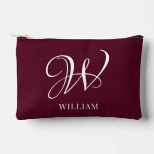 Initial Personalised Elegant Burgundy Monogram Accessory Pouch