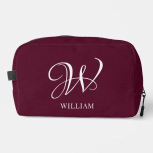 Initial Personalised Elegant Burgundy Monogram Dopp Kit