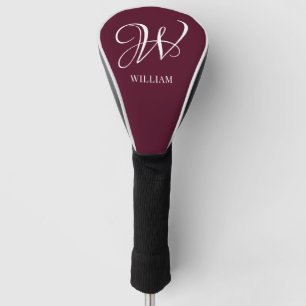 Initial Personalised Elegant Burgundy Monogram Golf Head Cover