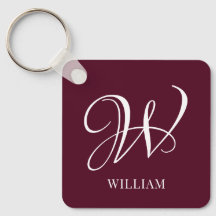 Initial Personalised Elegant Burgundy Monogram