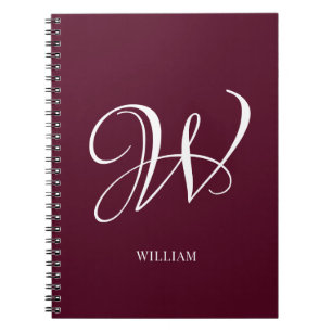 Initial Personalised Elegant Burgundy Monogram  Notebook