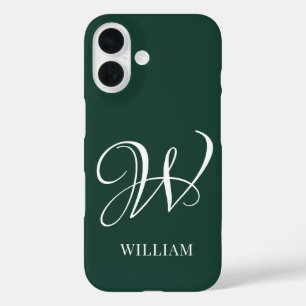 Initial Personalised Elegant Emerald Monogram  iPhone 16 Case