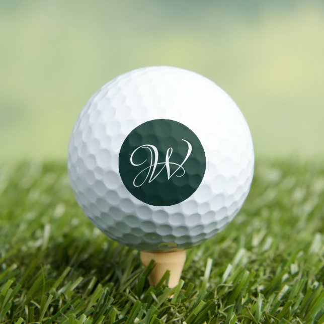 Initial Personalised Elegant Emerald Monogram  Golf Balls (Insitu Tee)