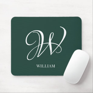 Initial Personalised Elegant Emerald Monogram Mouse Mat