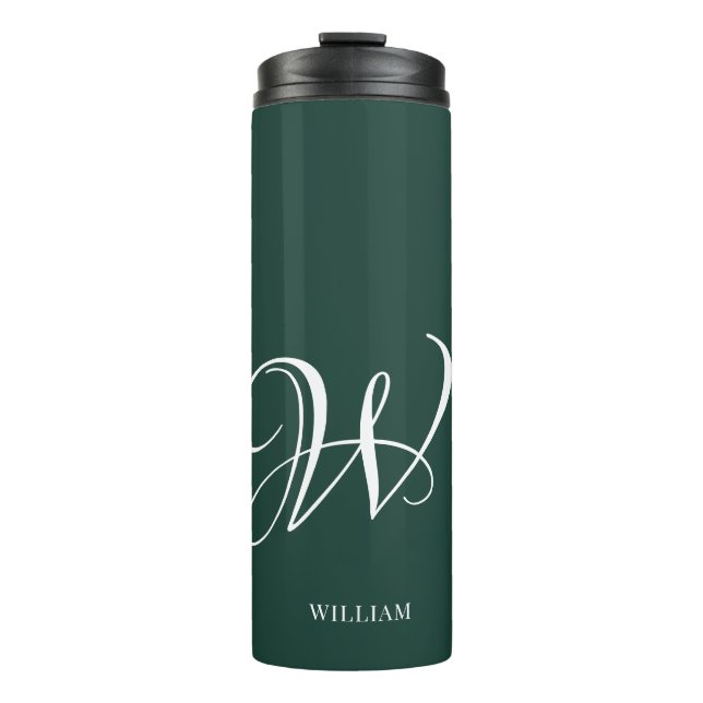 Initial Personalised Elegant Emerald Monogram  Thermal Tumbler (Front)