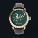 Initial Personalised Elegant Emerald Monogram  Watch<br><div class="desc">Simple stylish custom initial monogram in modern typography. Perfect custom gift with a personal touch</div>