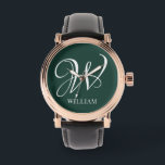 Initial Personalised Elegant Emerald Monogram  Watch<br><div class="desc">Simple stylish custom initial monogram in modern typography. Perfect custom gift with a personal touch</div>