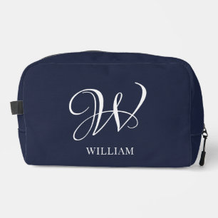 Initial Personalised Elegant Navy Blue Monogram Dopp Kit