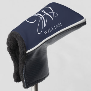 Initial Personalised Elegant Navy Blue Monogram  Golf Head Cover
