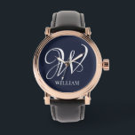 Initial Personalised Elegant Navy Blue Monogram  Watch<br><div class="desc">Simple stylish custom initial monogram in modern typography. Perfect custom gift with a personal touch</div>