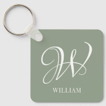 Initial Personalised Elegant Sage Green Monogram