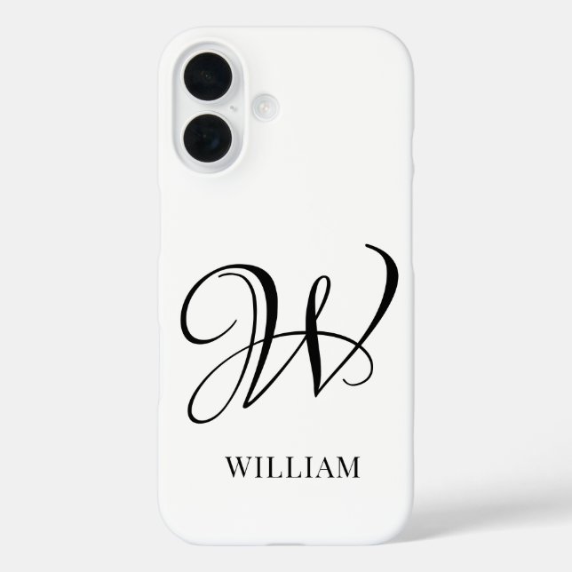 Initial Personalised Elegant White Monogram  Case-Mate iPhone Case (Back)