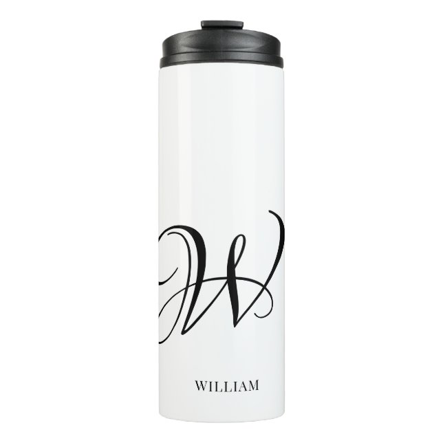 Initial Personalised Elegant White Monogram  Thermal Tumbler (Front)