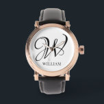 Initial Personalised Elegant White Monogram  Watch<br><div class="desc">Simple stylish custom initial monogram in modern typography. Perfect custom gift with a personal touch</div>