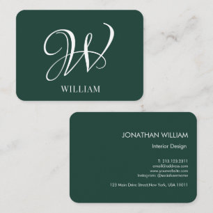 Initial Personalized Elegant Emerald Monogram Business Card