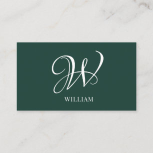 Initial Personalized Elegant Emerald Monogram Business Card