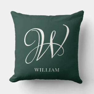 Initial Personalized Elegant Emerald Monogram Cushion