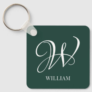 Initial Personalized Elegant Emerald Monogram Key Ring