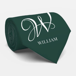 Initial Personalized Elegant Emerald Monogram Tie
