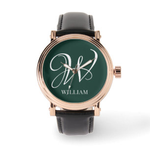 Initial Personalized Elegant Emerald Monogram  Watch