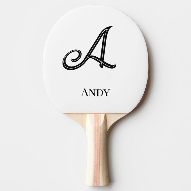Initial Personalized Elegant Monogram Ping Pong Paddle (Front)