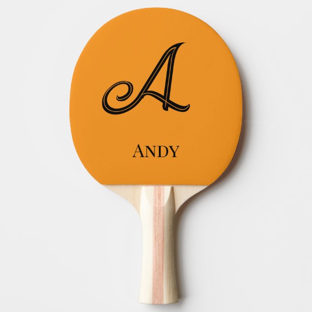 Initial Personalized Elegant Monogram Ping Pong Paddle (Front)