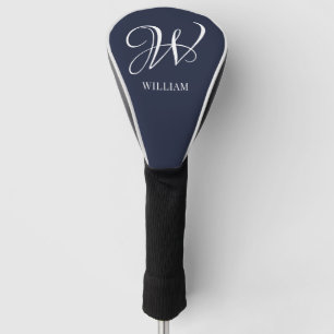 Initial Personalized Elegant Navy Blue Monogram  Golf Head Cover