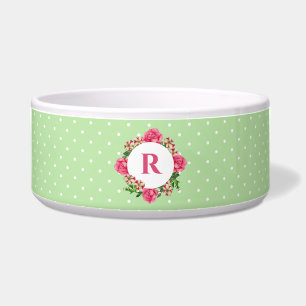 Initial Pink Rose Red White Petunia Polka Dots