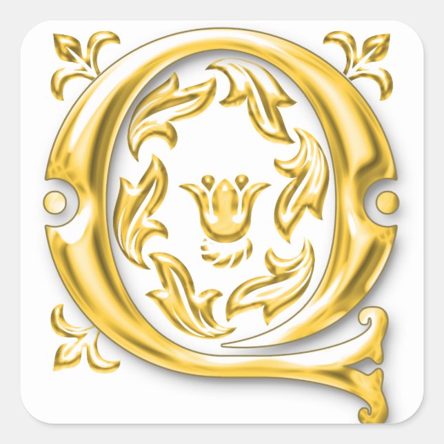 Initial Q Monogram Sticker in Gold (Front)