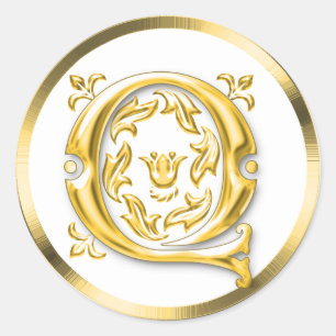 Initial Q Round Sticker in Gold