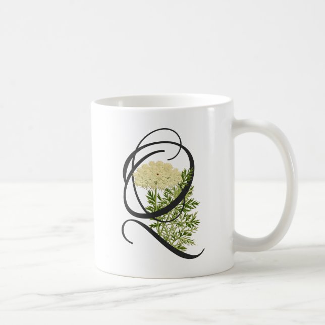 Initial Q, Vintage Queen Anne's Lace Coffee Mug (Right)
