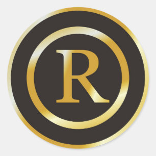 Initial R Gold Monogram Wedding  Stickers