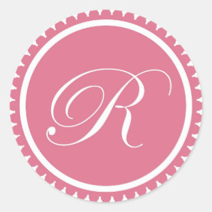Initial R princess pink monogram seal party favour