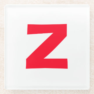 Initial Red Monogrammed Huge Letter Own Name Glass Coaster