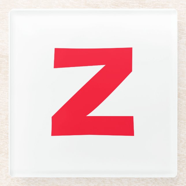 Initial Red Monogrammed Huge Letter Own Name Glass Coaster (Front)