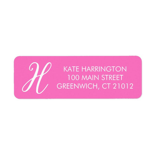 Initial Return Address Label in Pink (Front)