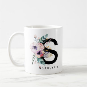 Initial 'S' Alphabet Mug Monogram Boho Watercolour