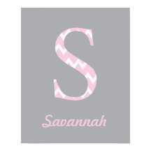 Initial S" Personalised Chevron Pink Baby Name