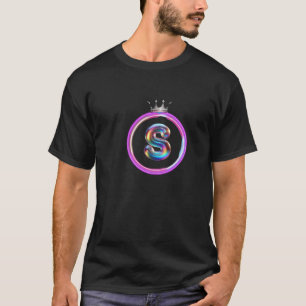 Initial S with colourful Boundary Royal T-Shirt