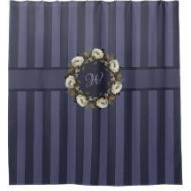 Initial Stripe Elegant Winter Garden Floral Wreath
